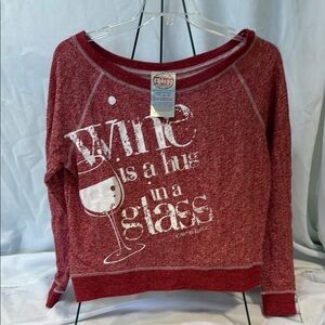 Cowgirl Tough, Red Wine Graphic Sweatshirt, size Medium, shoulder shirt